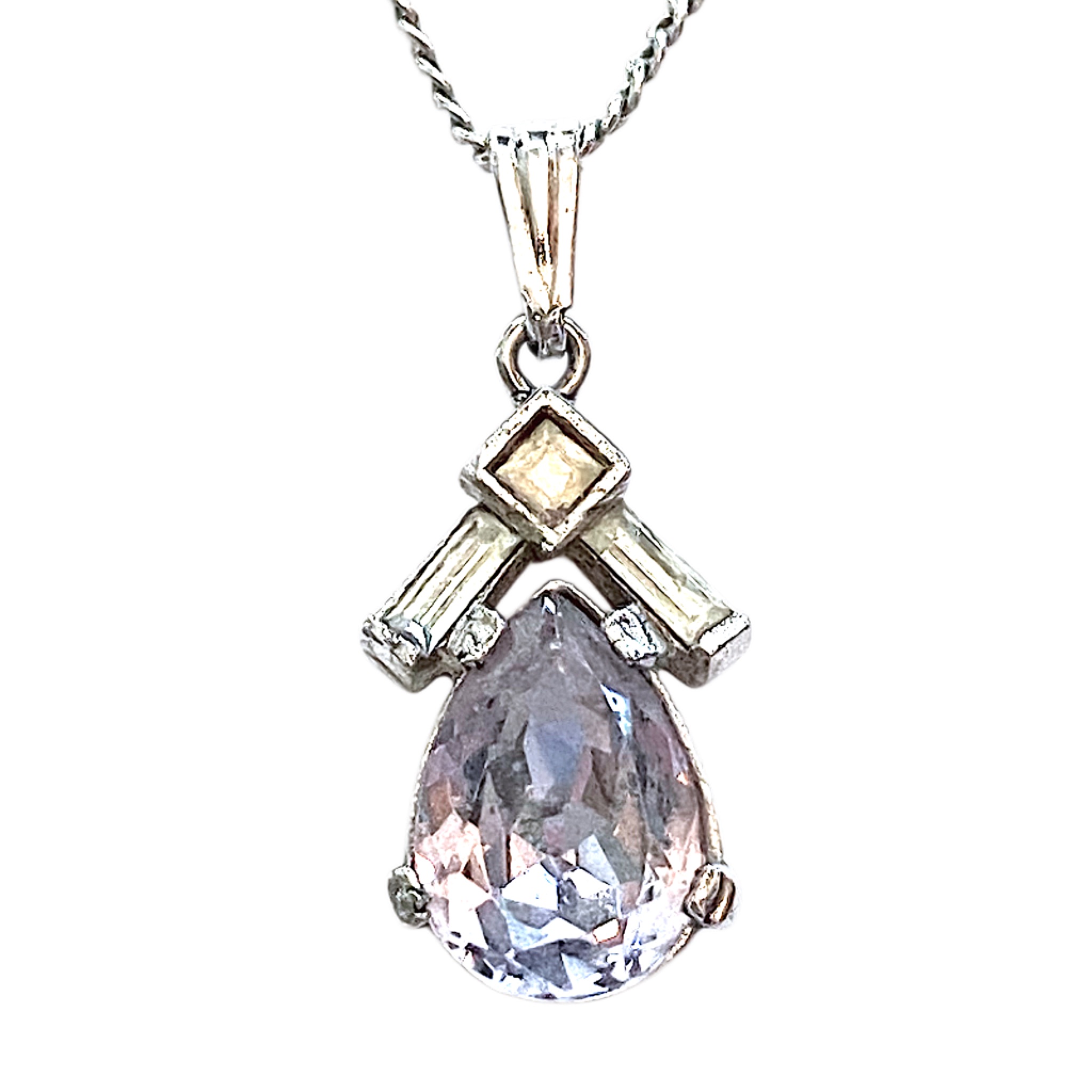 Trifari Vintage Rhinestone Silver Necklace Dainty Chain 15$